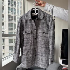 Aritzia Joan Shirt Jacket in Black and White